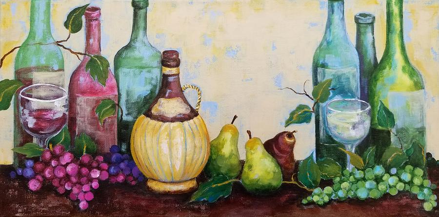 Wine Tasting Painting by Roseanne Schellenberger
