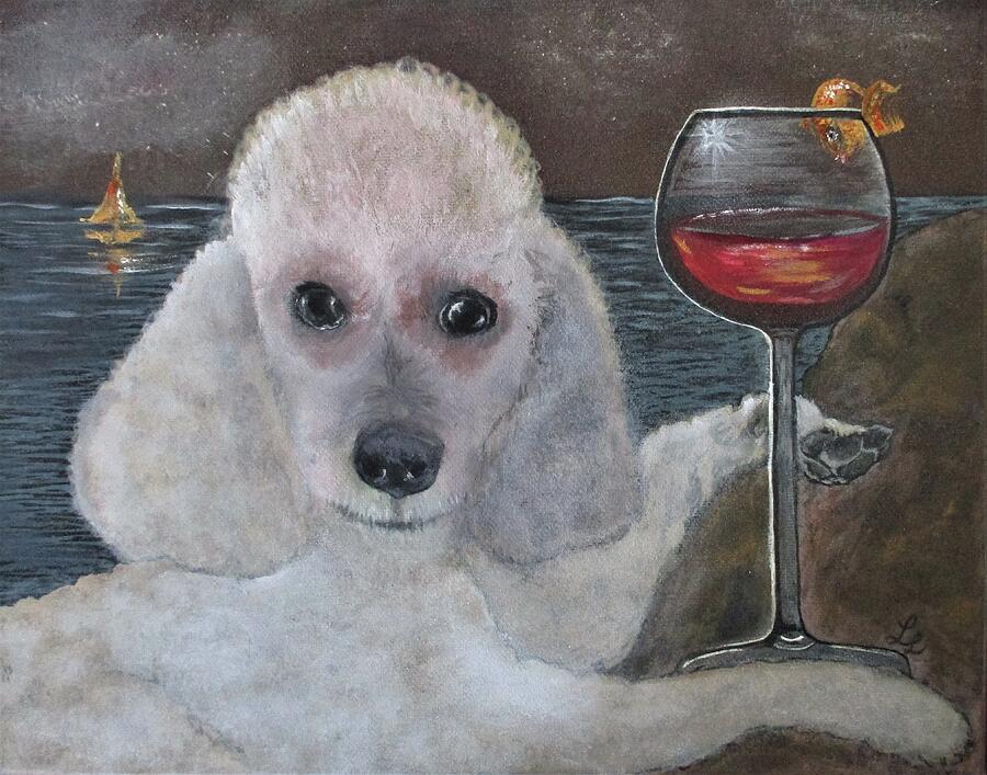 Poodle Wine Twist Painting by Lynn Raizel Lane