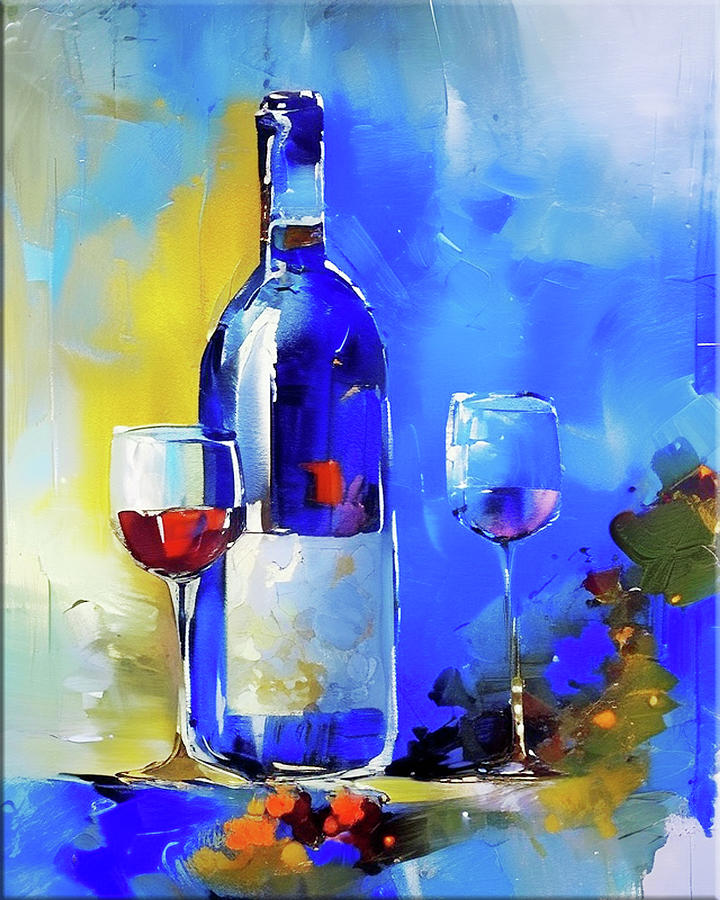 Wine With The Vine Leaves Painting by Lisa Kaiser