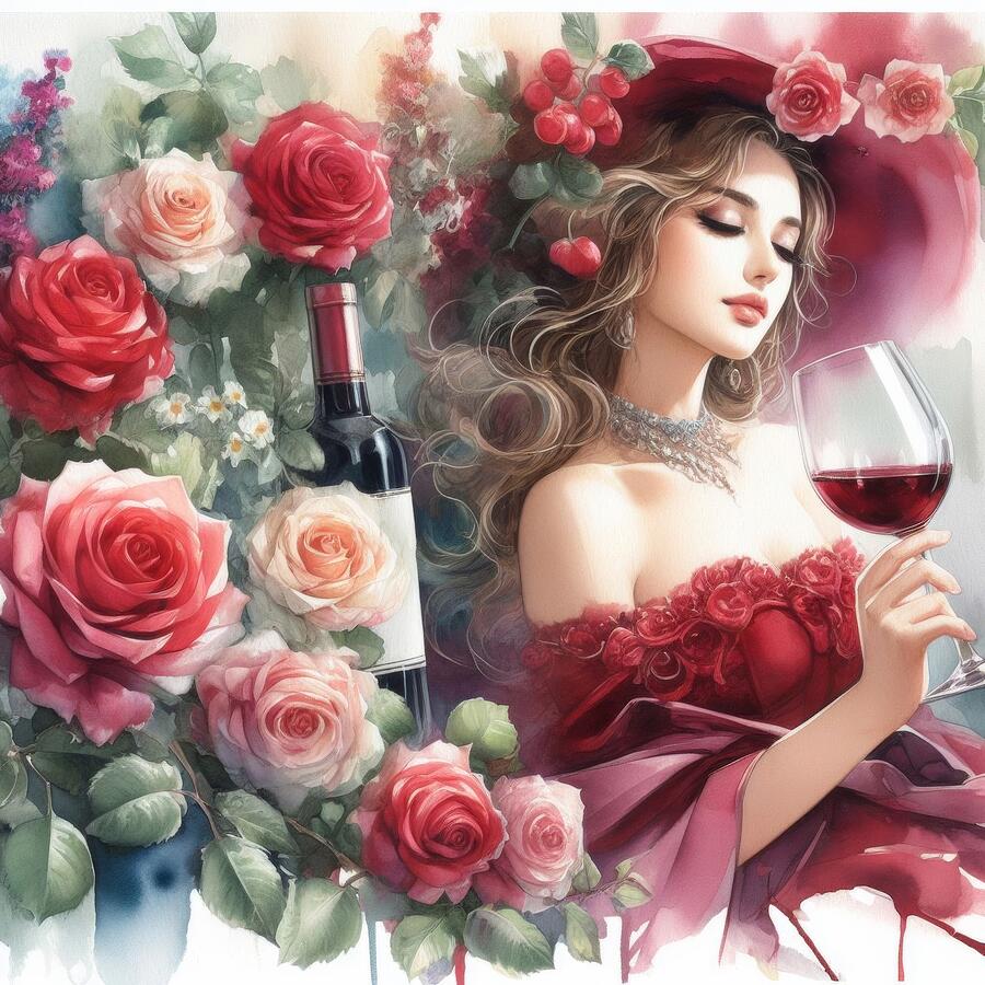Wine Women And Roses 2 Digital Art
