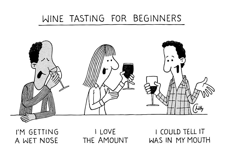 Wine Tasting For Beginners Drawing by Tom Chitty