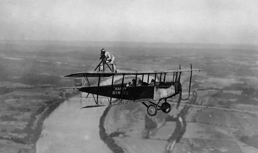 Wing Walking On A Biplane - Philip Jersey Ringel - 1921 Photograph by War Is Hell Store