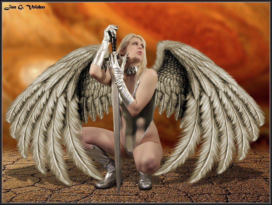 Winged Angel With Sword Photograph by Jon Volden