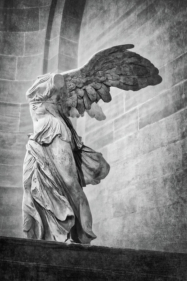Greek Photograph - Winged Victory of Samothrace Black and White  by Carol Japp