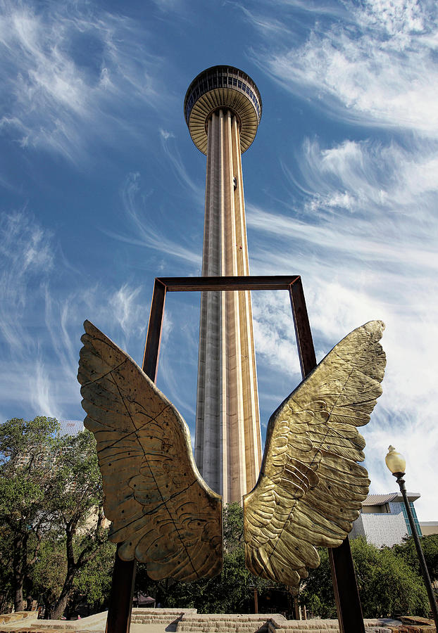 Wings and Tower of The Americas Photograph by Judy Vincent