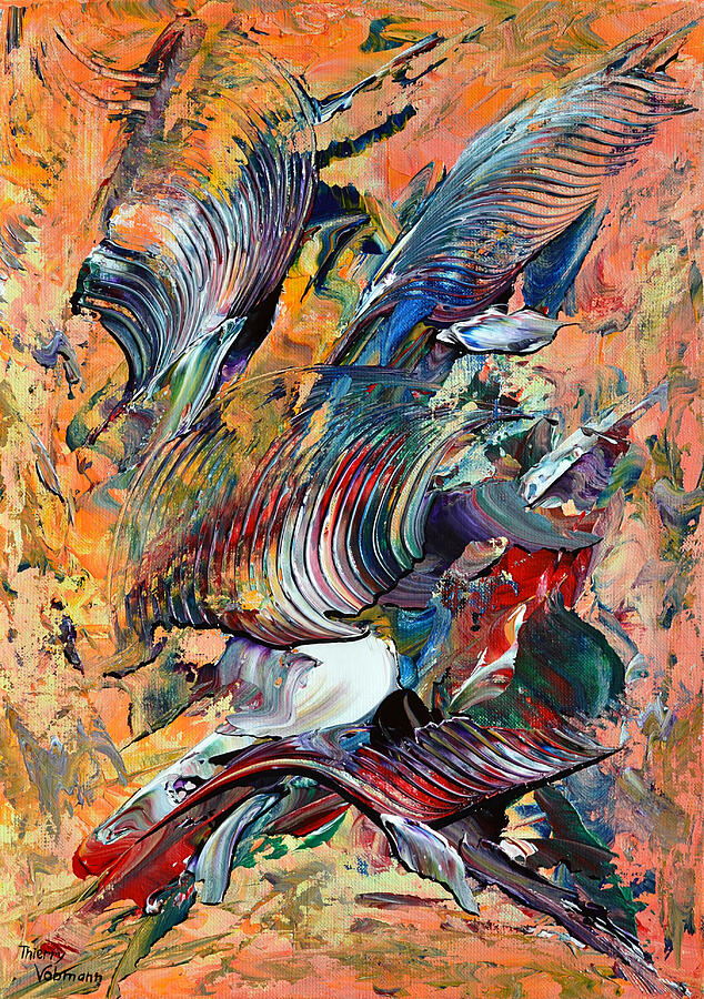 Palette Knife Painting - Wings of freedom by Thierry Vobmann