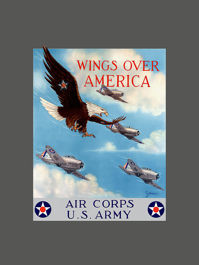 Wings Over America Air Corps WW2 Painting by Lisa Wood | Pixels