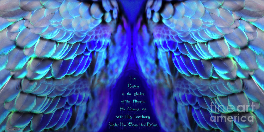 Wings Psalm 91 version 4 Digital Art by Constance Woods