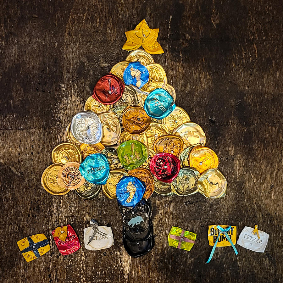 Wining Around the Christmas Tree Mixed Media by Bonny Puckett
