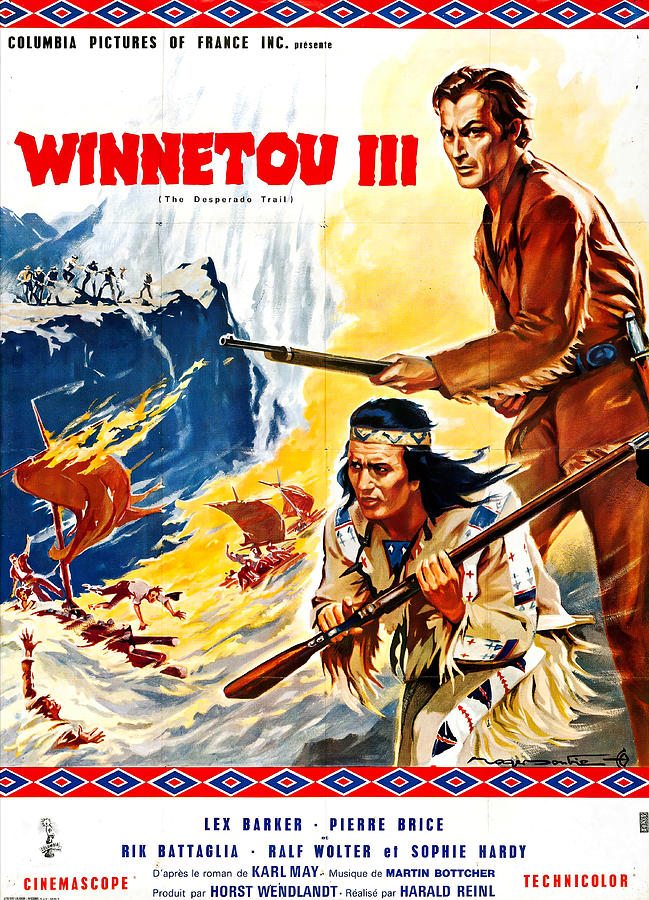 Winnetou 3, 1965 - art by Roger Soubie Mixed Media by Movie World Posters