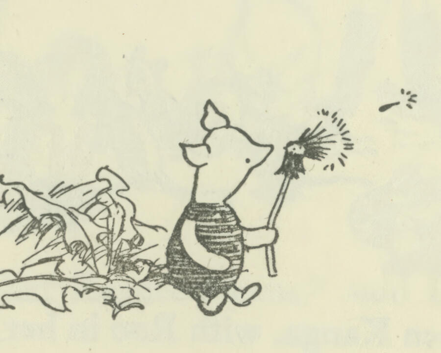 Winnie-the-Pooh 1926 - Piglet Blowing a Dandelion Drawing by Ernest H ...