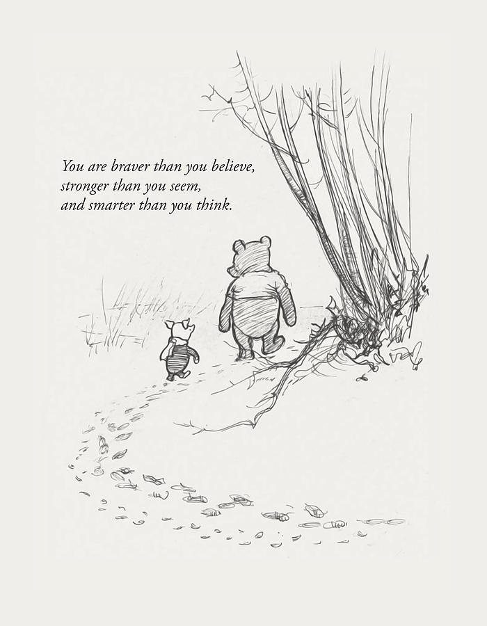 Winnie-the-Pooh and Piglet quotation Drawing by Ole Schwander - Fine ...