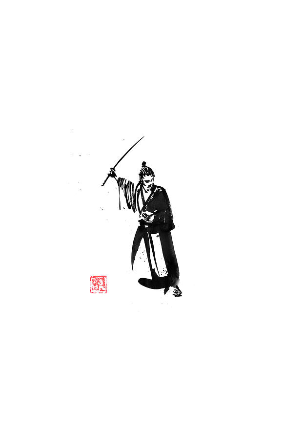 Samurai Drawing - Winning Samurai by Pechane Sumie