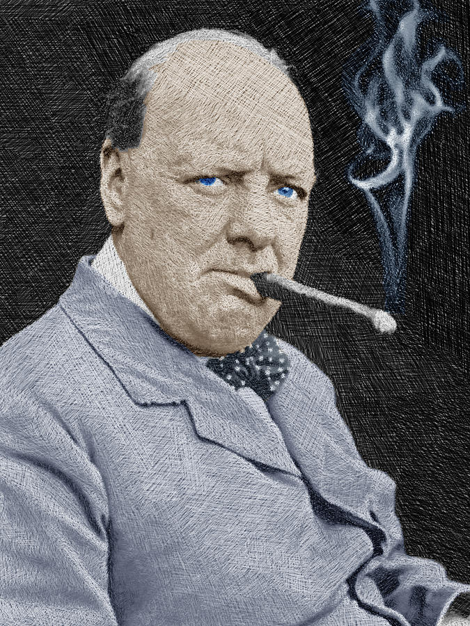  Winston Churchill And Cigar  Painting by Tony Rubino