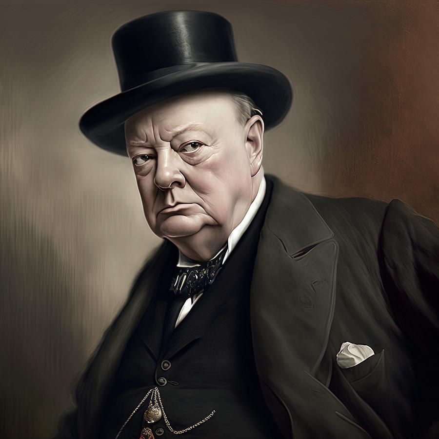 Winston Churchill classic portrait Painting by Vincent Monozlay