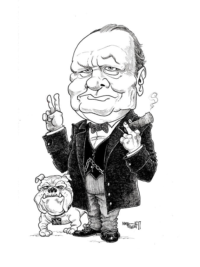 Winston Churchill Drawing by Mike Scott