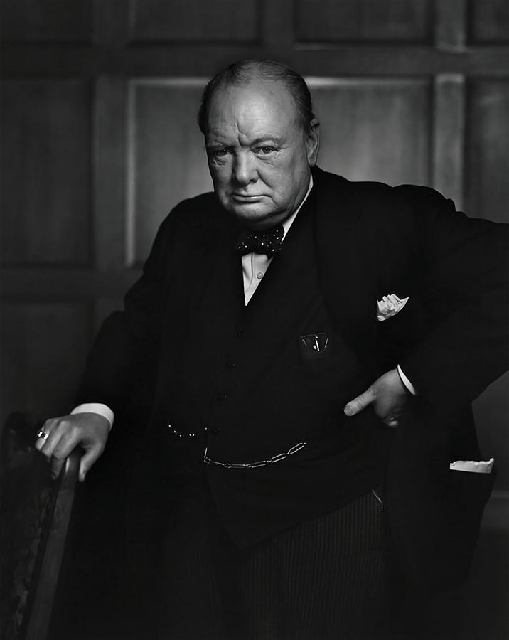 Winston Churchill Portrait Canvas Print Painting By Bruce Maria 