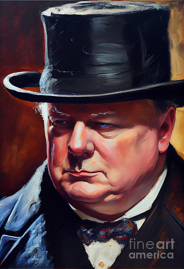 Winston  Churchill  portrait  oil  painting  by Asar Studios Digital Art by Celestial Images