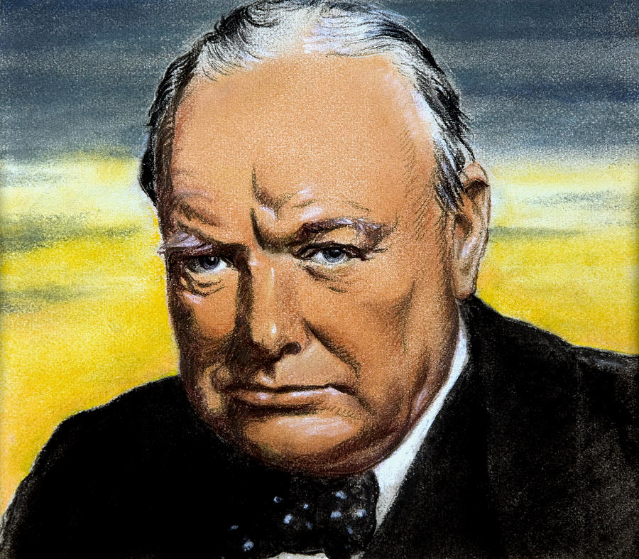 Winston Churchill Portrait - William Timym Painting by War Is Hell Store