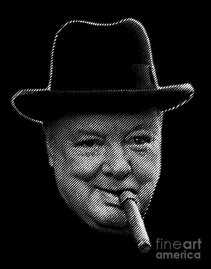 Winston Churchill smoking cigar Digital Art by Cu Biz