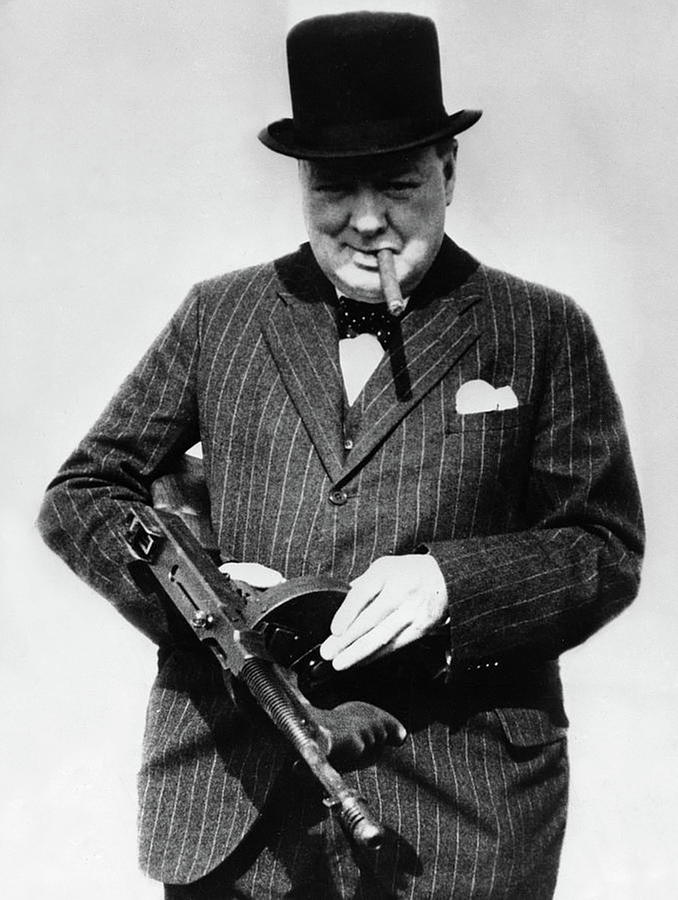 Winston Churchill With Tommy Gun Photograph by Winston Churchill - Fine ...