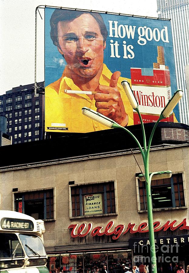Winston Cigarette Outdoor Billboard. Chicago 1970.  Photograph by Robert Birkenes