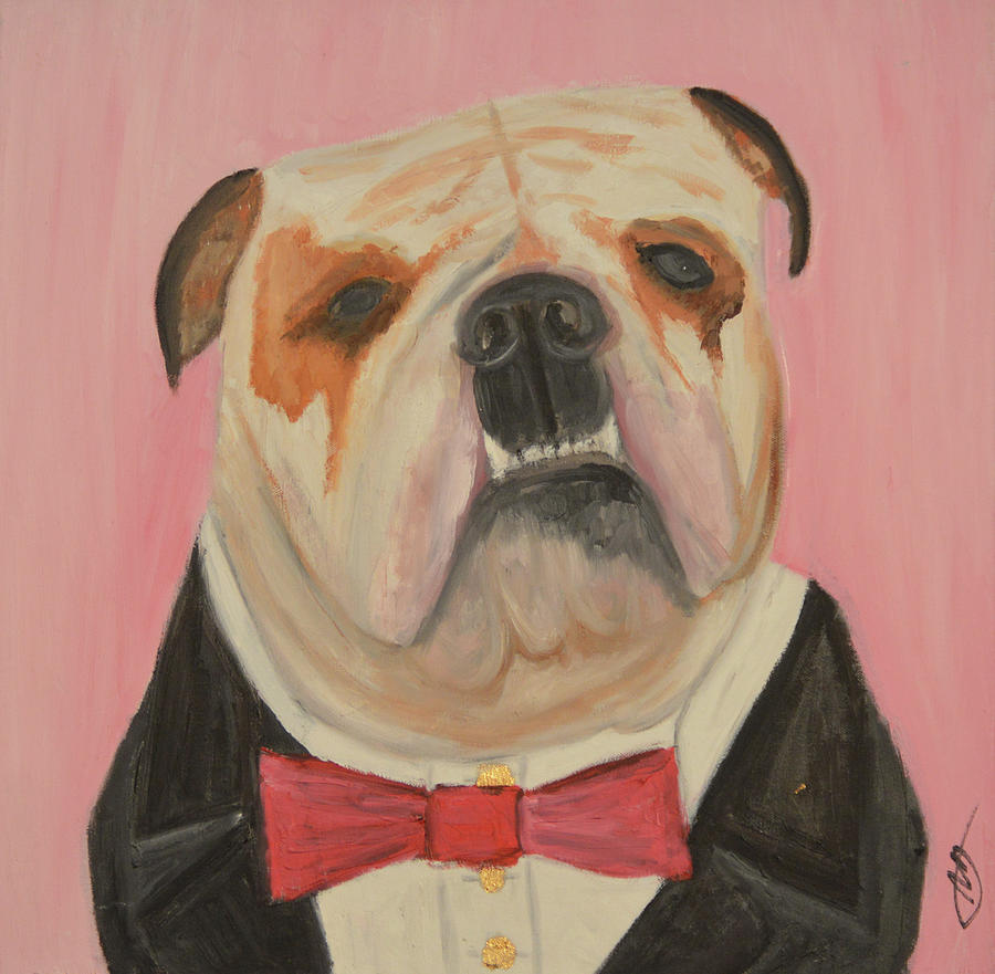 Winston Goes To a Party Painting by Anita Hummel
