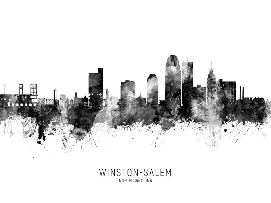 Winston-salem Digital Art - Winston-Salem North Carolina Skyline #14 by Michael Tompsett