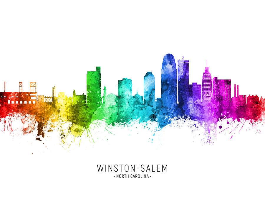 Winston-Salem North Carolina Skyline #17 Digital Art by Michael Tompsett
