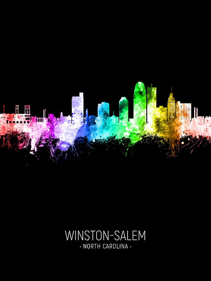 Winston-Salem North Carolina Skyline #26 Digital Art by Michael Tompsett