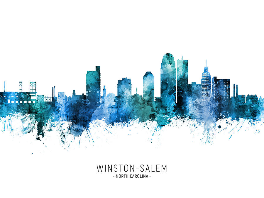Winston-Salem North Carolina Skyline #44 Digital Art by Michael Tompsett
