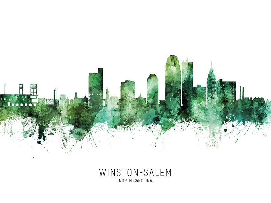 Winston-Salem North Carolina Skyline #66 Digital Art by Michael Tompsett