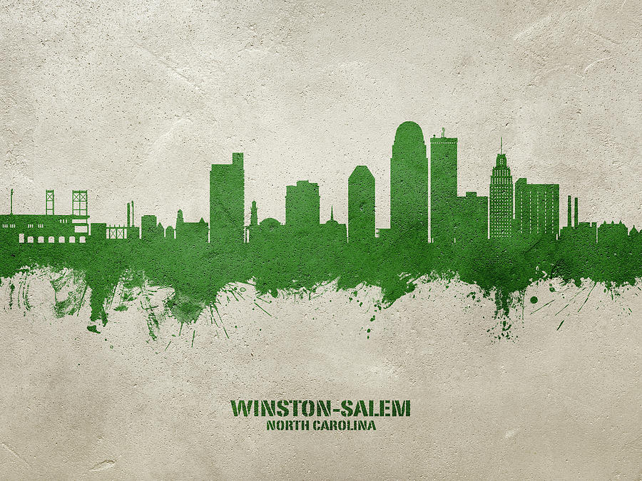 Winston-Salem North Carolina Skyline #79 Digital Art by Michael ...