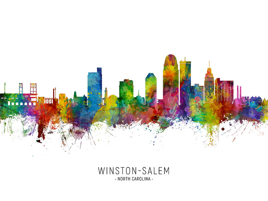 Winston-Salem North Carolina Skyline Digital Art by Michael Tompsett