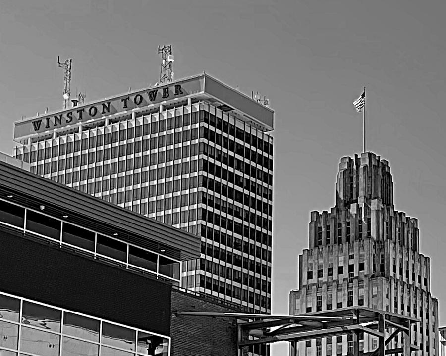 Winston-Salem Old and New BW Photograph by Lee Darnell