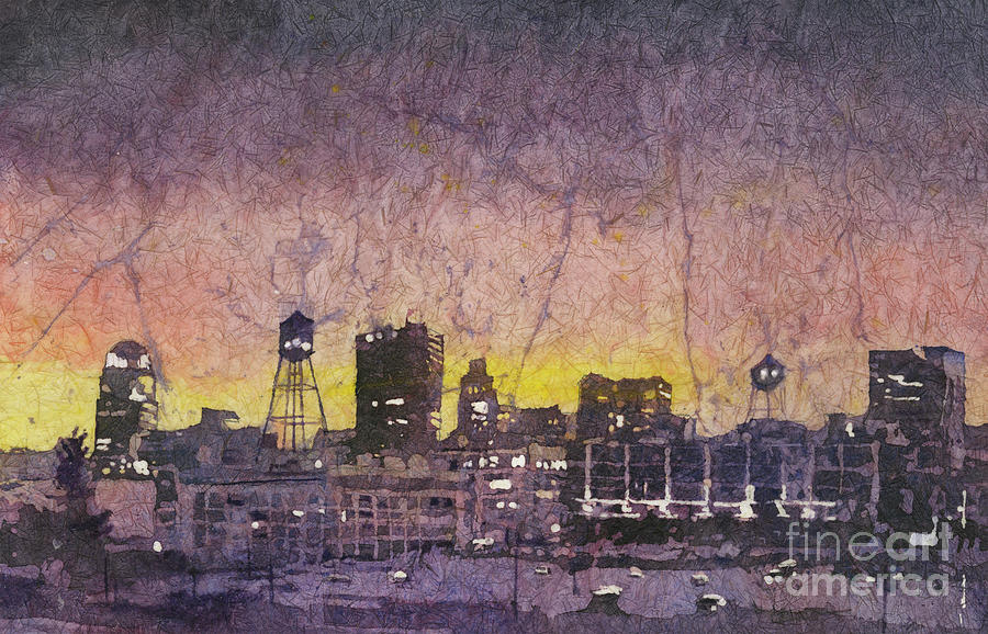 Winston Salem Skyline Painting by Ryan Fox