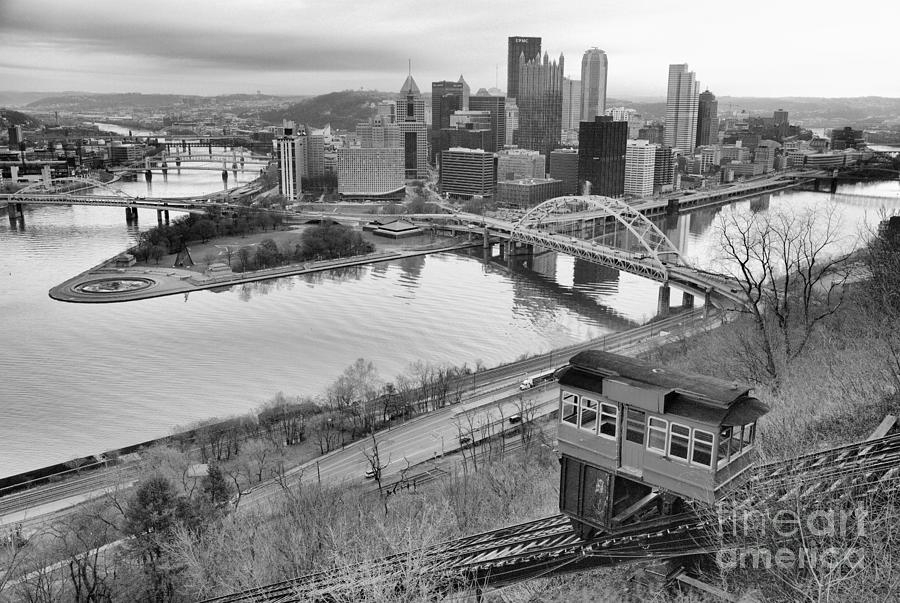 Winter 2021 At Duquesne Incline Black And White Photograph by Adam Jewell