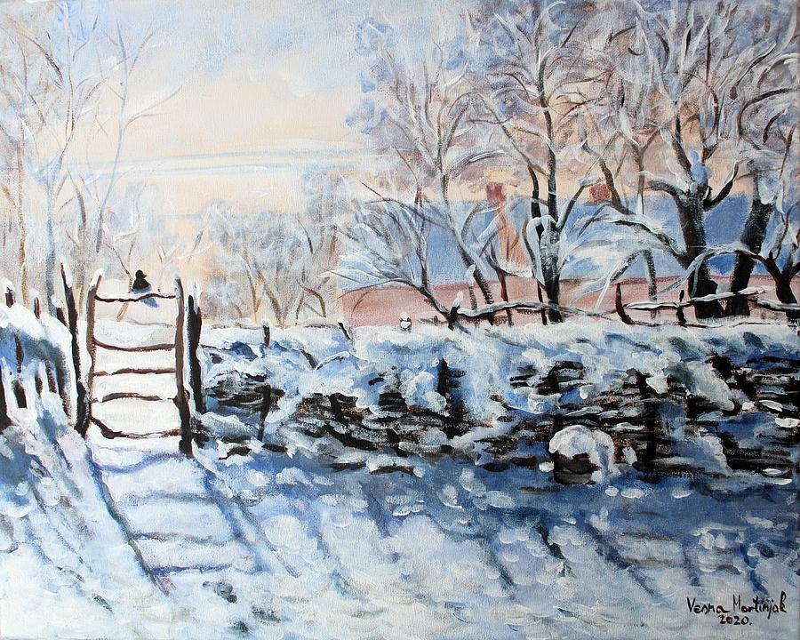 Winter after Monet Painting by Vesna Martinjak