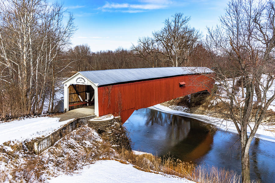 Winter At Eugene Covered Bridge Photograph by Scott Smith