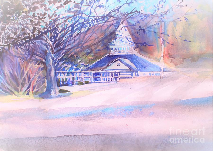 Plein Air Winter at Franklin Park  Painting by Mindy Newman