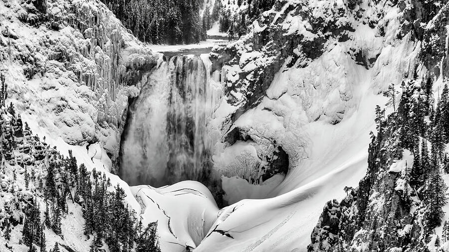 Winter at Lower Falls of the Yellowstone Photograph by Stephen Stookey