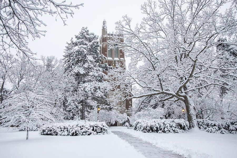 Winter at MSU Beaumont Tower 2021 Photograph by John McGraw