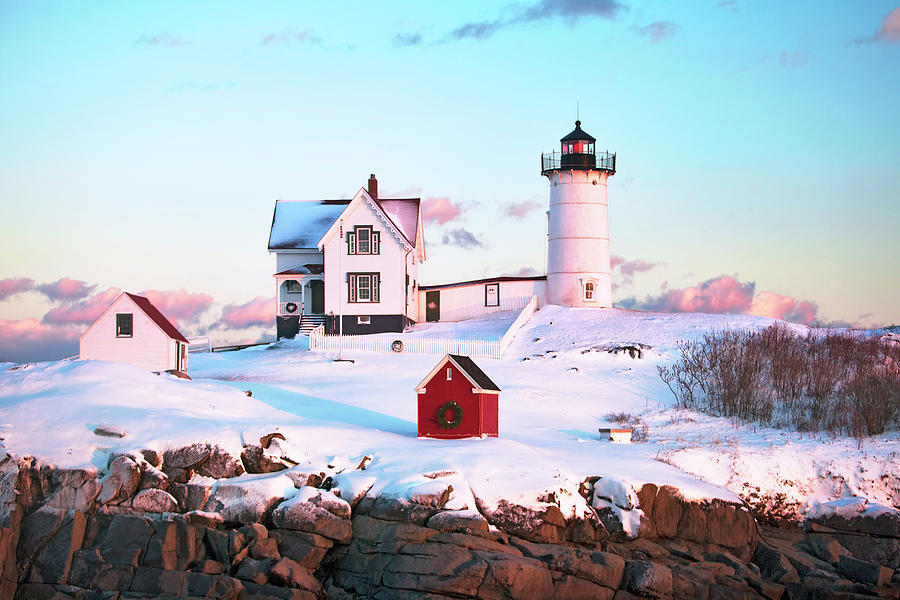Winter at Nubble Photograph by Eric Gendron