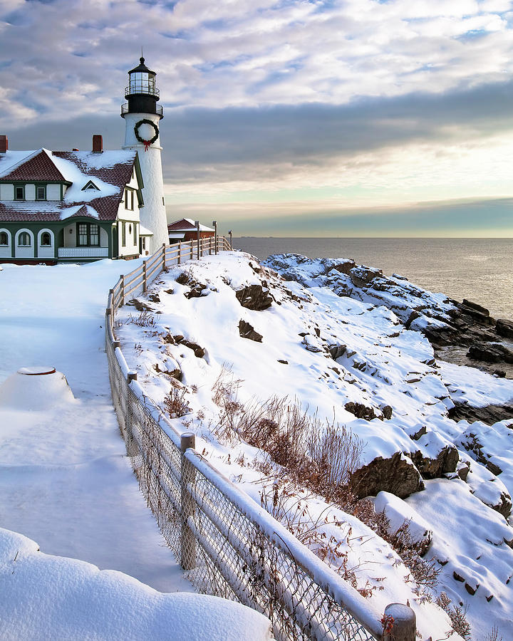 Winter at Portland Head Photograph by Eric Gendron