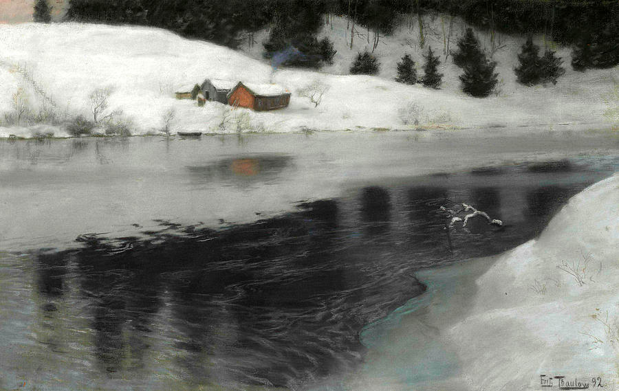 Winter at Simoa River  Painting by Frits Thaulow