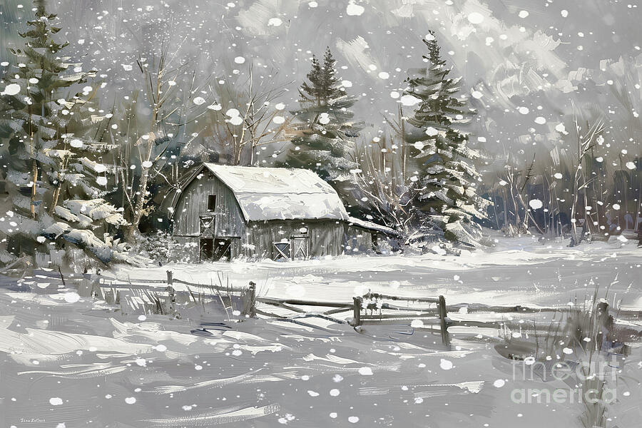 Winter At The Farm Painting by Tina LeCour Winter At The Farm Painting by Tina LeCour
