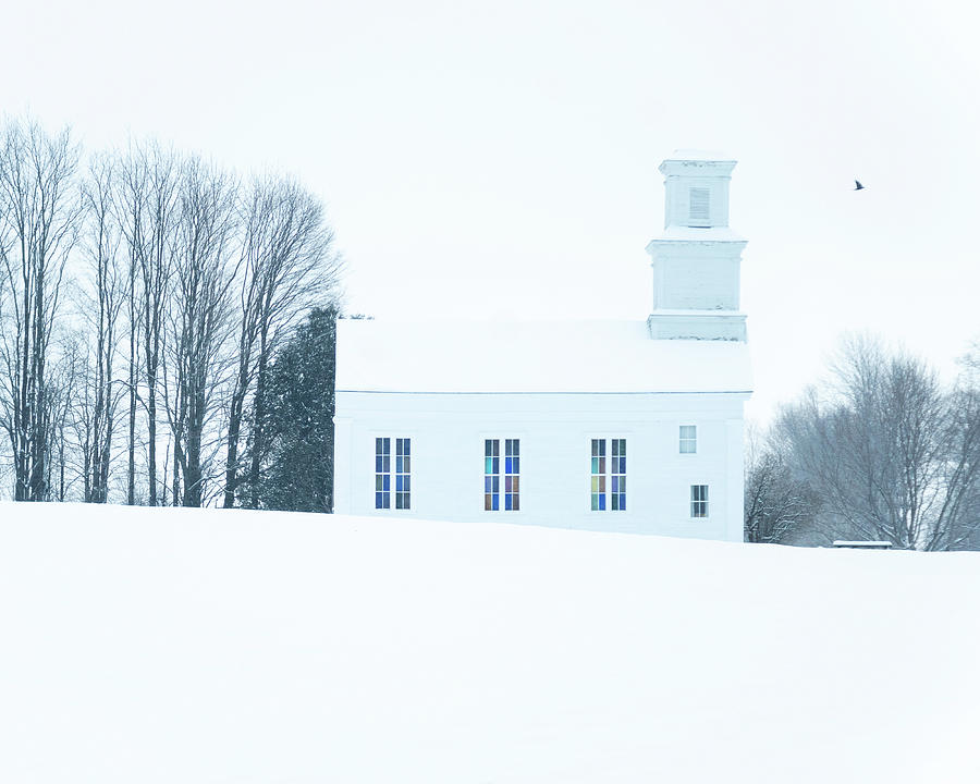 Winter At The Former Holland Congregational Church - Holland, Vermont Photograph by John Rowe