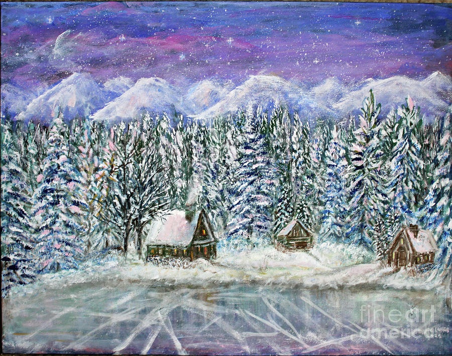 Winter at the Lake Painting by Lyric Lucas