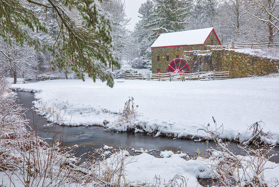 Winter at the Massachusetts Sudbury Grist Mill  Photograph by Juergen Roth