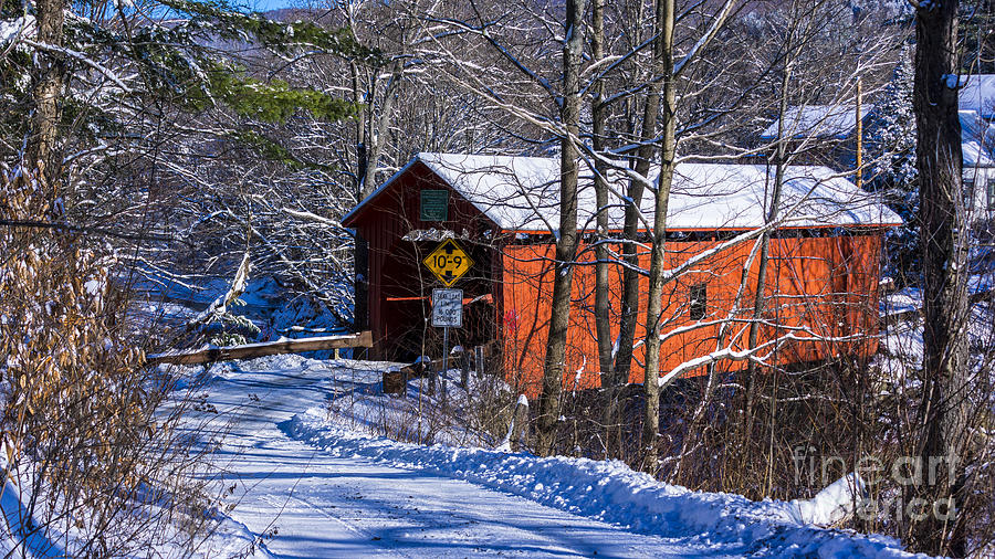 Winter at the Slaughter House Covered Bridge Photograph by New England Photography